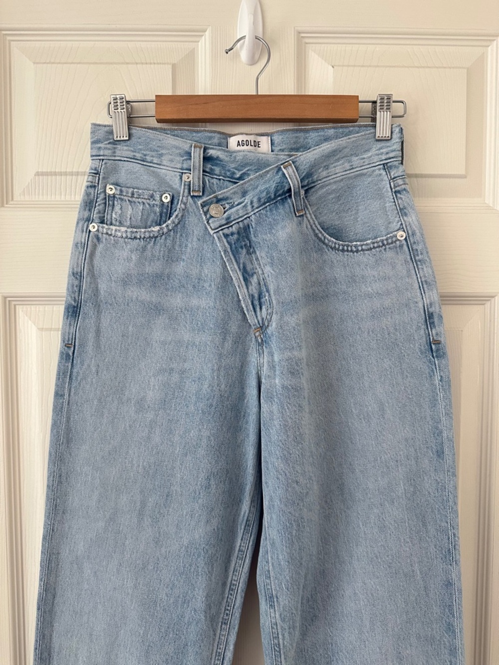 AGOLDE Criss Cross Upsized Jean Suburbia Light Wash Blue Women’s Size 24 - Picture 5 of 15